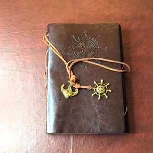 Faux Leather Dark Brown personal journal with nautical design